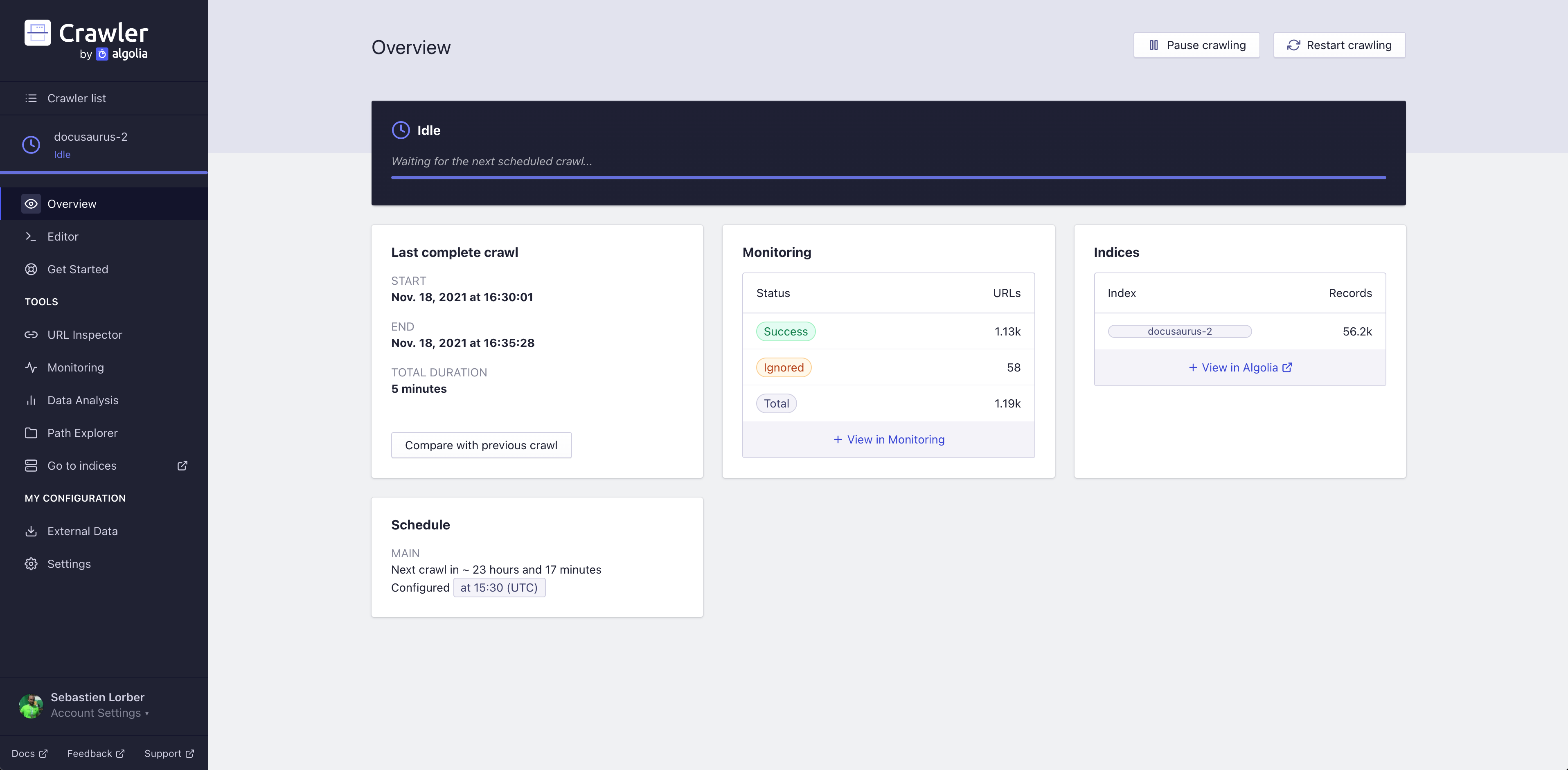 Algolia crawler overview